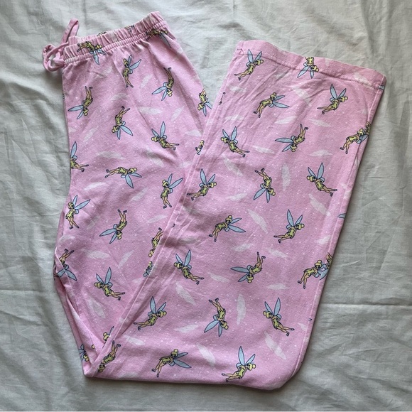 Disney Tinker Bell Pink Y2K Pajama Pants, M - Picture 1 of 6